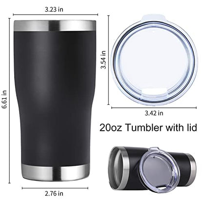 Black 20oz Stainless Steel Insulated Travel Tumbler with Lid - Pack of 4