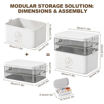 3-Tier Portable Medicine Organizer with Handle for First Aid & Family Use