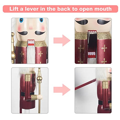 Large 4ft King Christmas Nutcracker Figurine - Wooden Holiday Decor for Front Door & Fireplace (Variation of THIS listing)