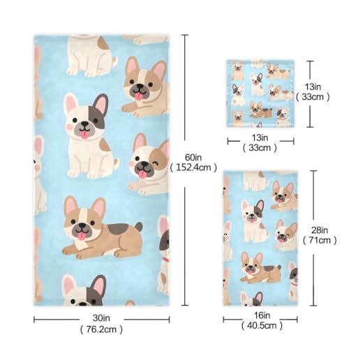 Cartoon Puppy Dogs Bath Towel Set - Cotton & Microfiber, Soft & Absorbent