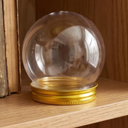 10pcs Plastic Snow Globe with Gold Screw Top Lid - 2 Inch Craft Ball