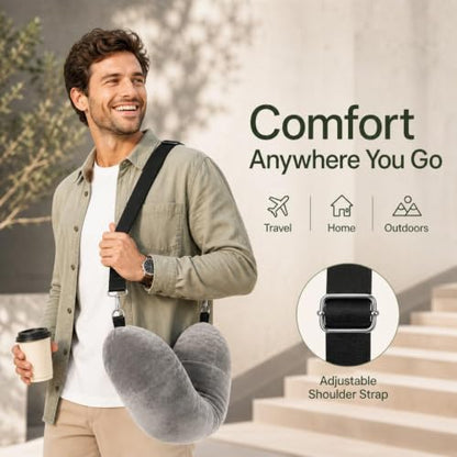Travel Neck Pillow with Blanket Set Gray – 3-in-1 Support & Comfort for Airplane & Car