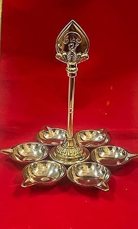 Brass Murugan Vel Diya 7 Inch Height Oil Lamp for Spiritual Rituals and Festivals