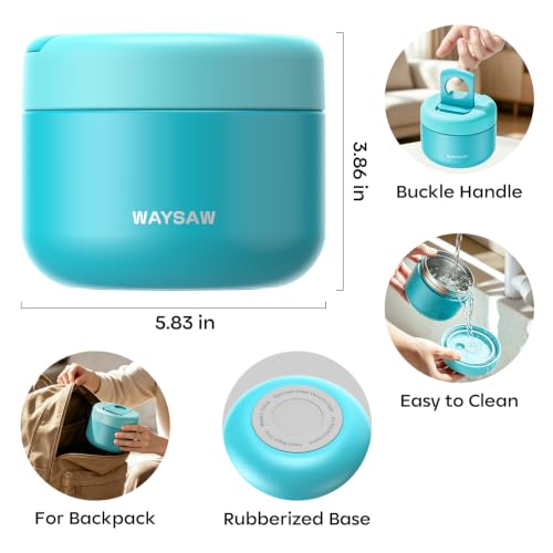 Kids 14 oz Insulated Thermo Food Jar Blue Leakproof Vacuum Container