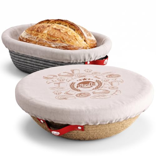 Bread Proofing Basket Set - Round & Oval Sourdough Banneton Baskets with Liners & Cover