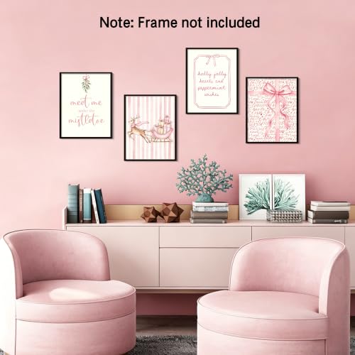 Christmas Wall Art Posters Prints 8x10in Set - Unframed Holiday Decor