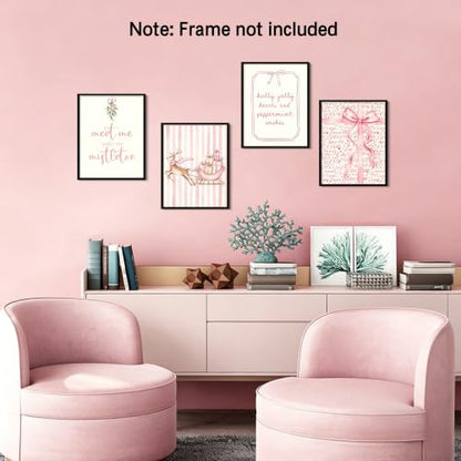 Christmas Wall Art Posters Prints 8x10in Set - Unframed Holiday Decor