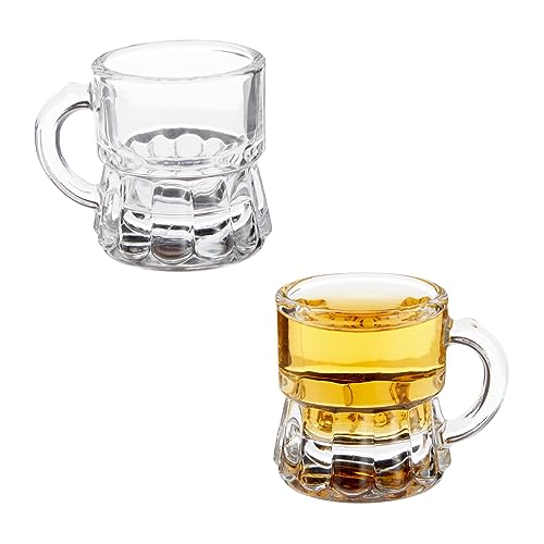 Mini Mug Shot Glasses with Handles - 1 Oz Clear Reusable Set - Wedding & Party Favors