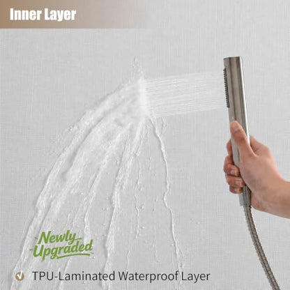 eachope Waterproof Slub Fabric Shower Curtain 71x74 in with Magnetic Weights - White