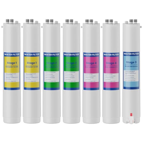 Water Filter Cartridges 7-Pack for Reverse Osmosis Systems - Compatible with Pure Blue H2O