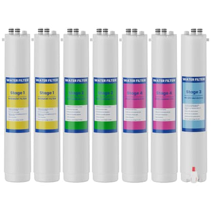Water Filter Cartridges 7-Pack for Reverse Osmosis Systems - Compatible with Pure Blue H2O
