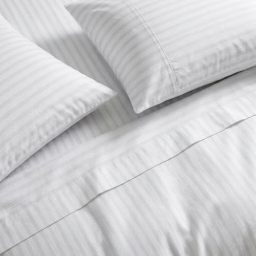 Full Sheet Set with Deep Pocket Fitted Sheet and Pillowcases - Tate Stripe Grey - Martha Stewart