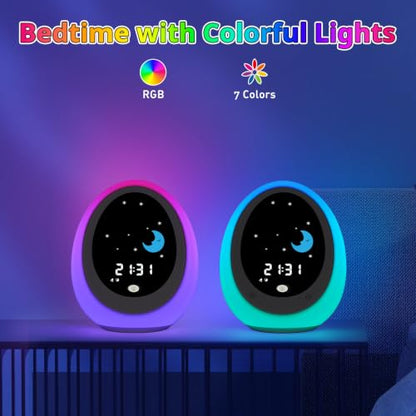 Kids Sleep Training Alarm Clock with Sun Moon Night Light & Nap Timer