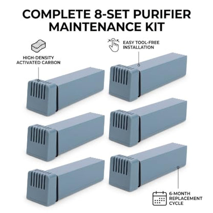 8 Pack Air Purifier Filter Replacement Carbon Filter Cartridges