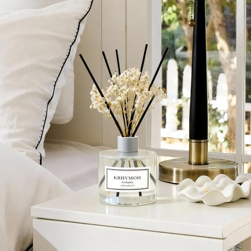 Eucalyptus Reed Diffuser Set - 6.7 Fl Oz Aromatherapy Oil with 8 Reed Sticks - Home Fragrance for Bathroom & Decor