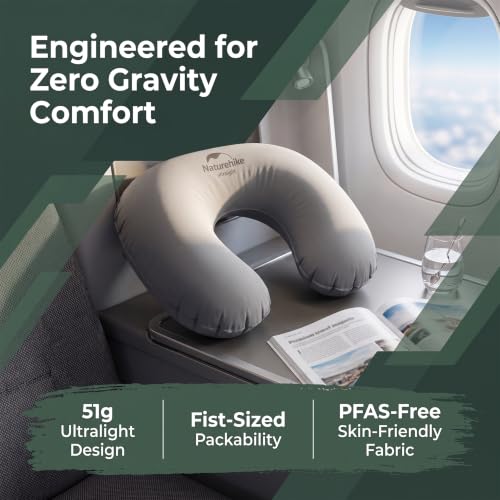 Ultralight Inflatable Travel Neck Pillow for Neck Support - Grey
