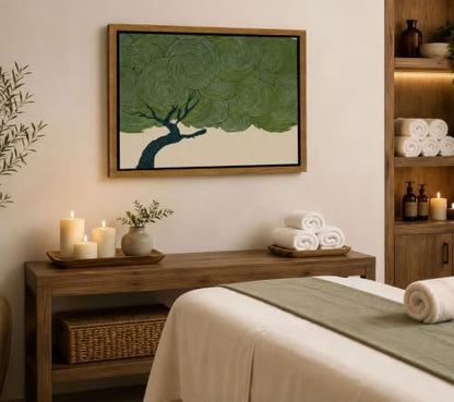 Bonsai Tree Wall Art Canvas - Framed Japanese Zen Decor, 10 x 8 Inches