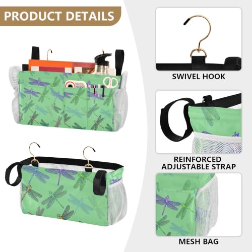 6-Pocket Bedside Caddy with Straps & Hooks for Bed, Sofa, or RV