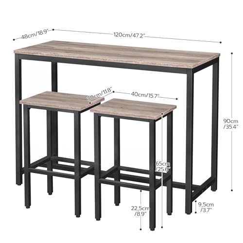 Bar Table and 2 Stools Set - Rectangular Pub Dining Set for Small Spaces