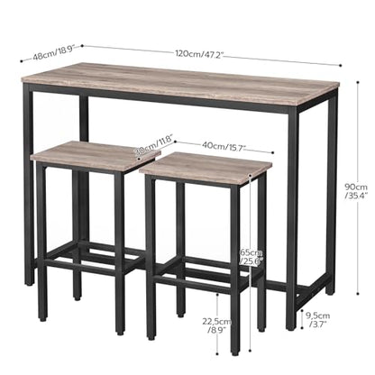 Bar Table and 2 Stools Set - Rectangular Pub Dining Set for Small Spaces