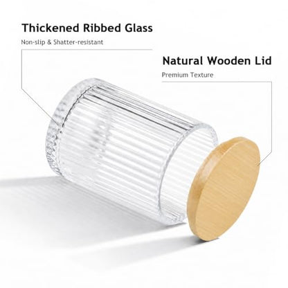 Glass Apothecary Jar with Natural Bamboo Lid - 2 Pack
