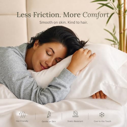 White Queen Pillowcases Set of 2 - 100% Bamboo Viscose, Soft & Cooling