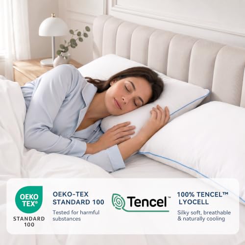 White King Size Tencel Lyocell Pillow Protector 2 Pack with Zipper - Hypoallergenic & Cool