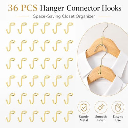 Gold 36 Pack Metal Clothes Hanger Connector Hooks Space Saver Closet Organizer
