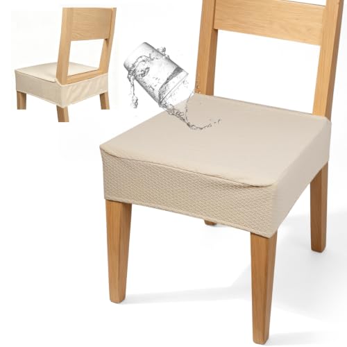 Waterproof Dining Chair Seat Cover Beige No Rear Covers - Easy Clean & Pet-Friendly