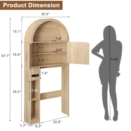Over Toilet Storage Cabinet with Tropical Doors, Waterproof Wood Finish