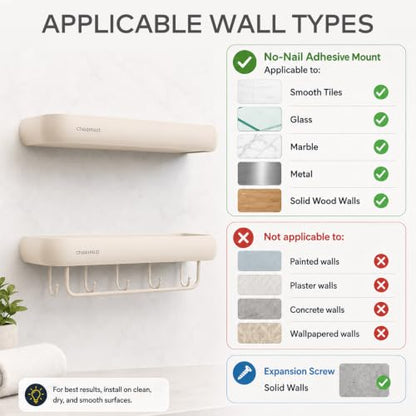 Milky White Aluminum Shower Caddy - Rectangular Adhesive Bath Organizer Shelf