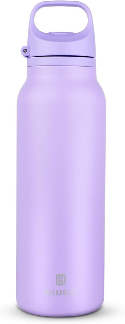 Skiennix Insulated Thermo Water Bottle - 20oz Stainless Steel Flask for Hot & Cold Drinks | Purple