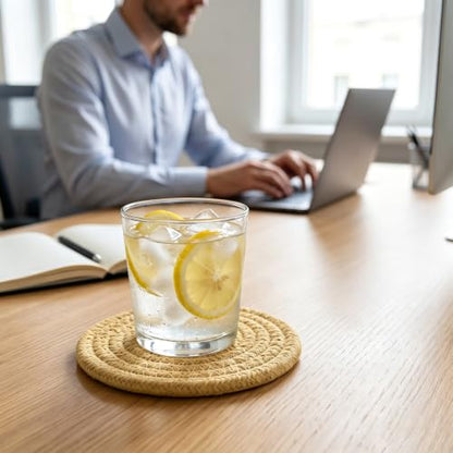 Cotton Coasters Set of 2 for Drinks - Water Absorbing Home Decor
