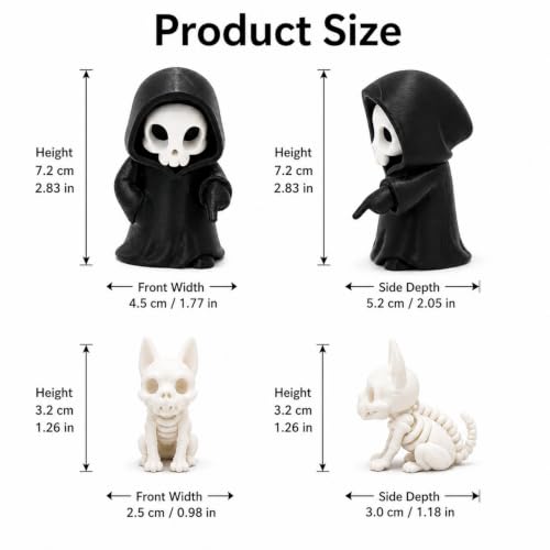 Halloween Gothic Skeleton Figurine with Puppy Companion - Spooky Desk Decor