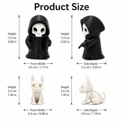 Halloween Gothic Skeleton Figurine with Puppy Companion - Spooky Desk Decor