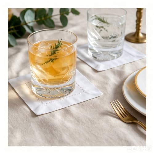 12-Pack Linen Cocktail Napkins 6x6 Inch Washable Cloth for Weddings & Parties