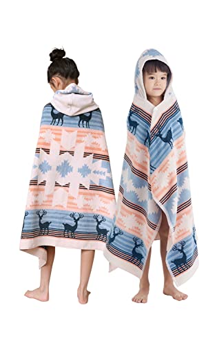 Kids Hooded Beach Towel Christmas Elk Wrap Coverup 3-12 Years - 100% Cotton