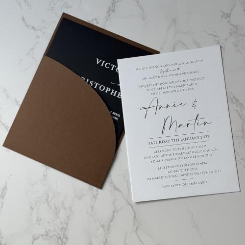 Wedding Invitation Pocket Folder 10 Pack for 5x7 Cards - Variation of Coffoe / 10
