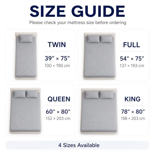 Full Waterproof Mattress Protector with Breathable Quilted Fitted Sheet - All-Season Cooling, Noiseless, Thickened Cover
