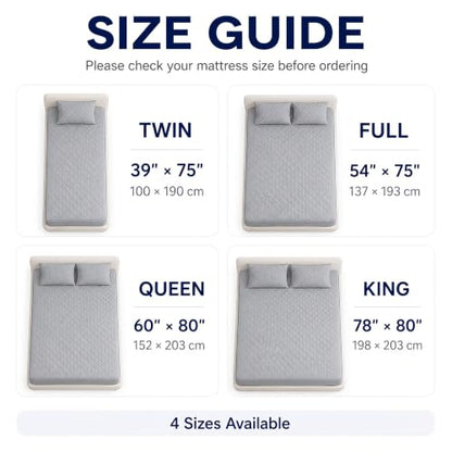 Full Waterproof Mattress Protector with Breathable Quilted Fitted Sheet - All-Season Cooling, Noiseless, Thickened Cover