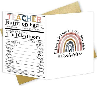 Teacher Appreciation Thank You Card with Envelope - Large 10.6x7.9 Inch - AS 143