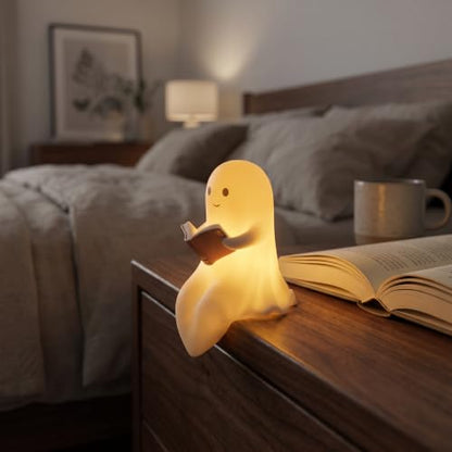 Halloween Ghost Reading Book Figurine Vinyl Decoration – Spooky Home Decor