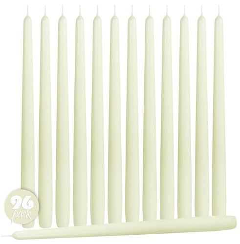 10 Inch Unscented Dripless Taper Candles Bulk 96 Pack Ivory