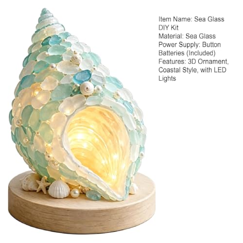 Sea Glass Christmas Tree DIY Kit with LED Lights - Coastal Holiday Decor - Variation J