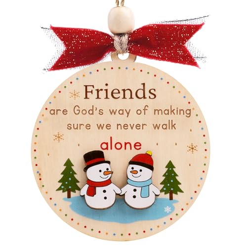 Friend Christmas Ornament – Wooden Friendship Ornament for Women (B75) – 3-Inch Keepsake