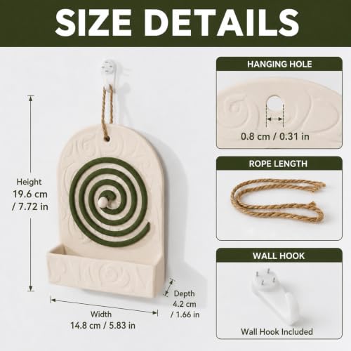 Retro Ceramic Mosquito Coil Holder Wall & Tabletop Ash Catcher - Safe & Decorative