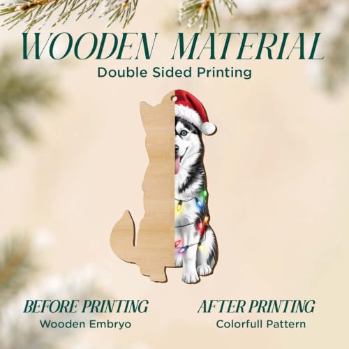 Siberian Husky Christmas Ornament - Double-Sided Wooden Holiday Decor 2026