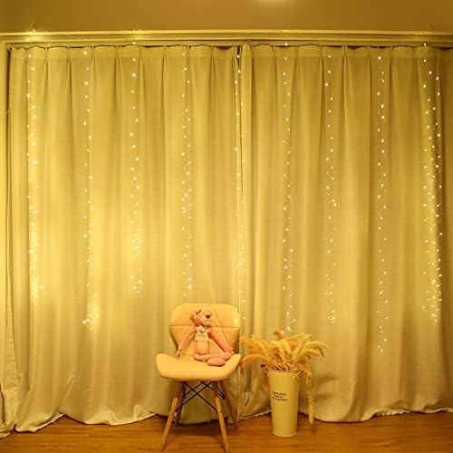 Skiennix 300 LED Warm White Fairy Curtain Lights - USB Plug-In String Lights with Remote Control | 8 Modes for Indoor/Outdoor Use