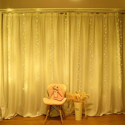 Skiennix 300 LED Warm White Fairy Curtain Lights - USB Plug-In String Lights with Remote Control | 8 Modes for Indoor/Outdoor Use