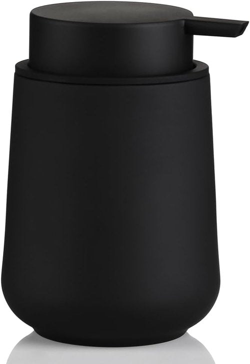Matte Black Liquid Hand Soap Dispenser - 11 oz Refillable Plastic for Modern Bathroom & Kitchen
